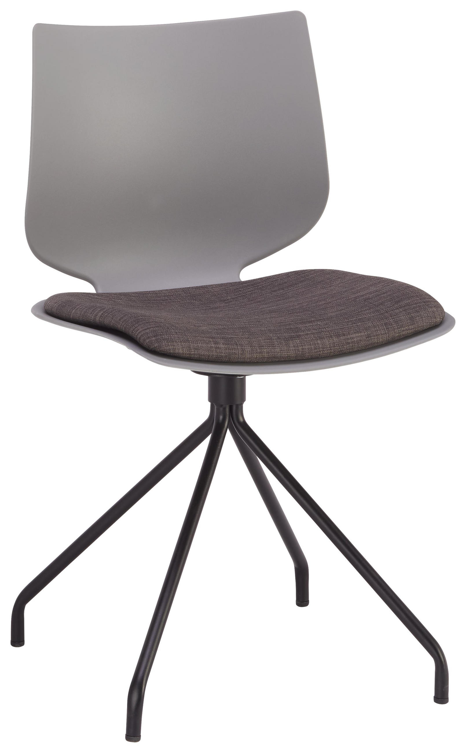 Stuhl in Metall, Kunststoff, Textil Anthrazit, Grau, Schwarz