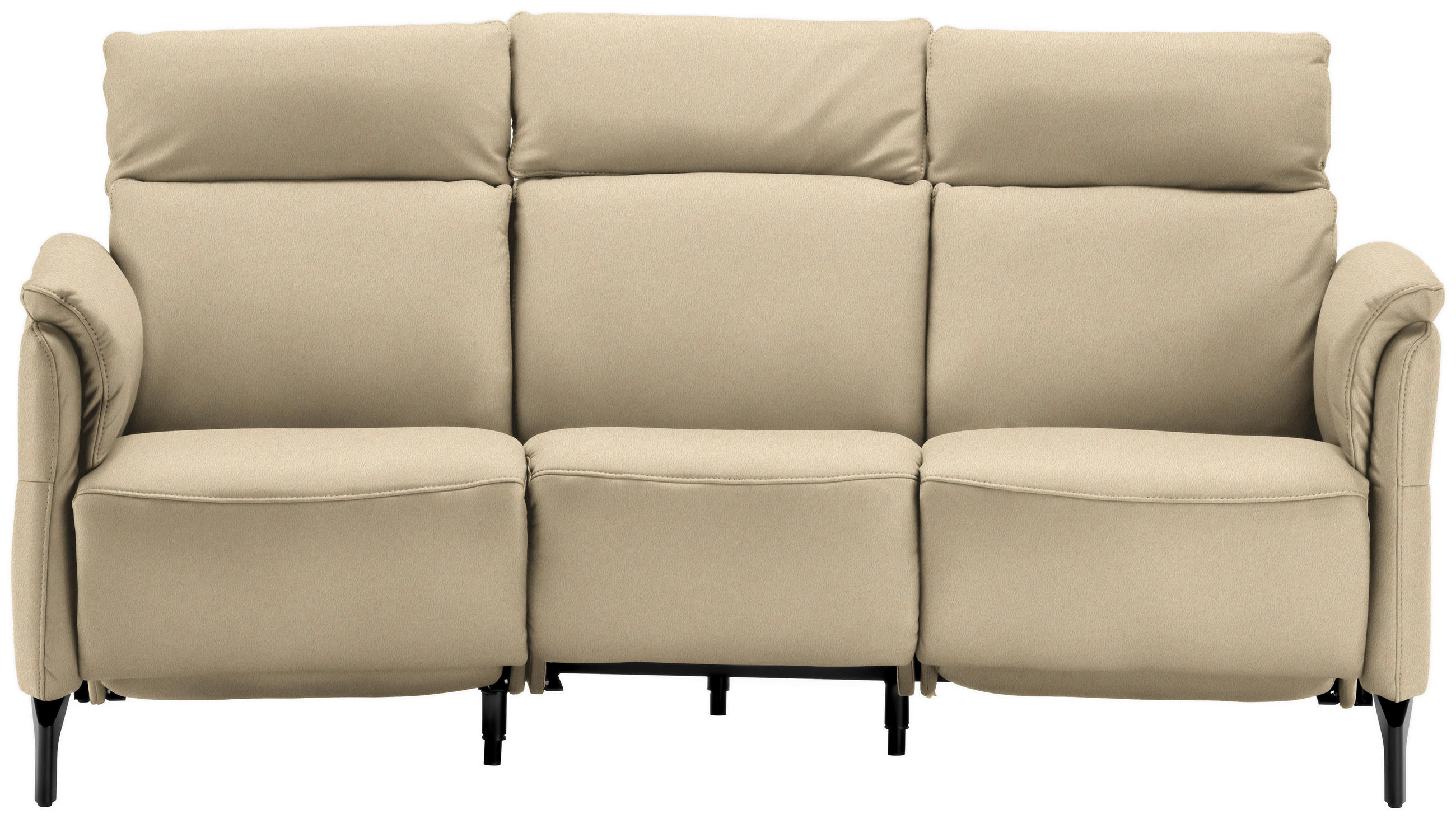 TRAPEZSOFA in Mikrofaser Ecru  - Ecru/Schwarz, KONVENTIONELL, Textil/Metall (221/103/95cm) - Dieter Knoll