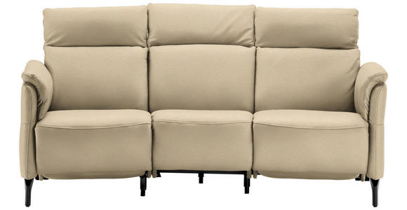 TRAPEZSOFA in Mikrofaser Ecru - Ecru/Schwarz, KONVENTIONELL, Textil/Metall (221/103/95cm) - Dieter Knoll