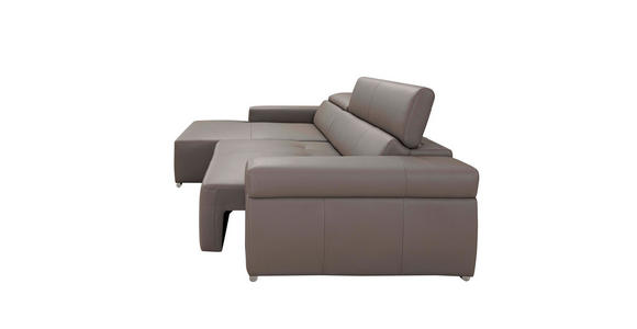 ECKSOFA DUA in Echtleder Grau  170/293 cm  - Chromfarben/Grau, Design, Leder/Metall (170/293cm) - Novel