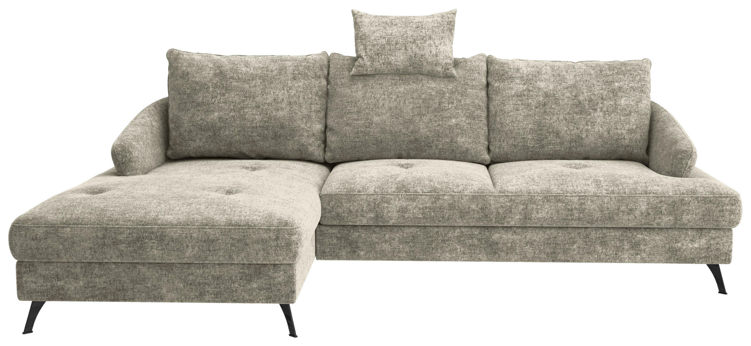 ECKSOFA in Webstoff Hellbraun  - Hellbraun/Schwarz, KONVENTIONELL, Textil/Metall (183/293cm) - Carryhome