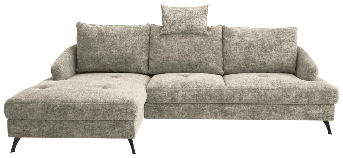 ECKSOFA in Webstoff Hellbraun  - Hellbraun/Schwarz, KONVENTIONELL, Textil/Metall (183/293cm) - Carryhome