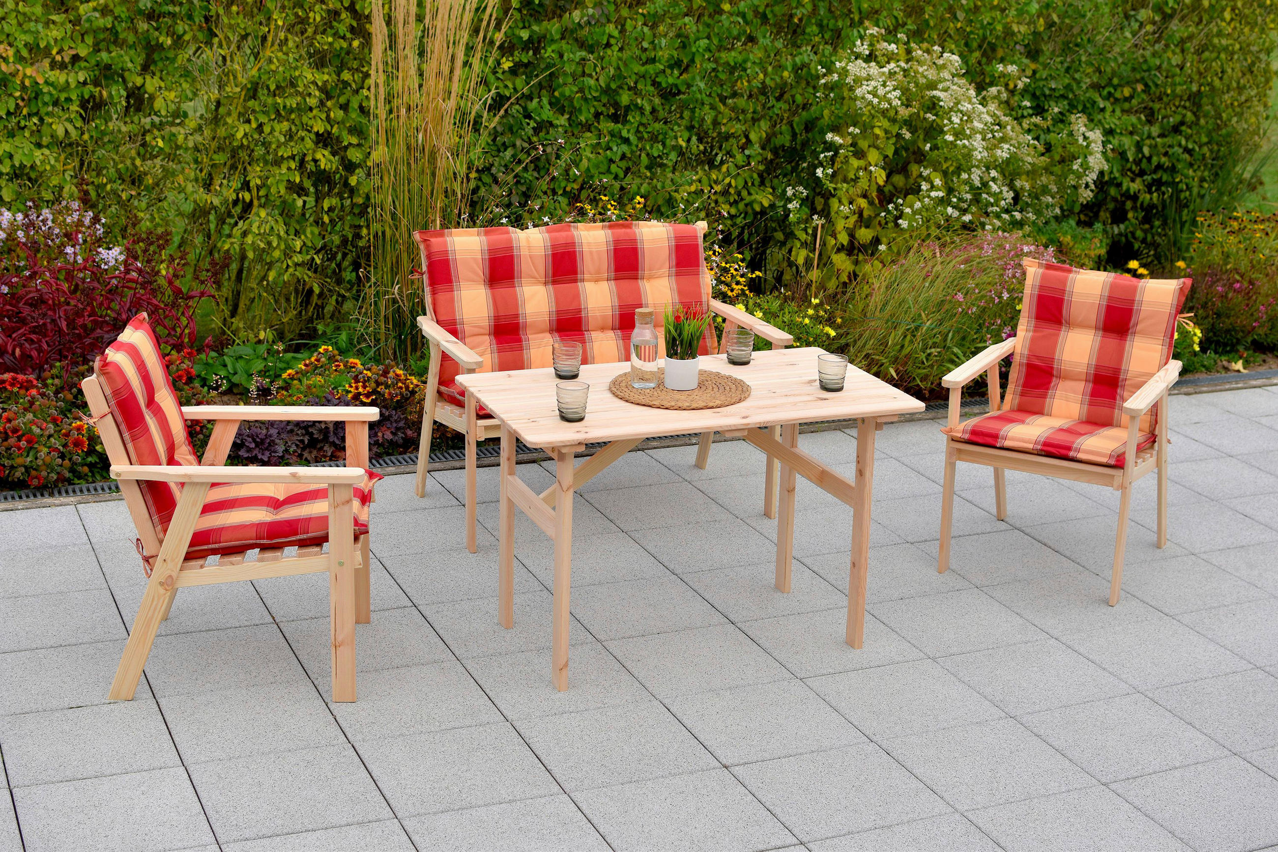 GARTENSET Kiefer massiv  - Rot/Naturfarben, MODERN, Holz/Kunststoff - Gardenson