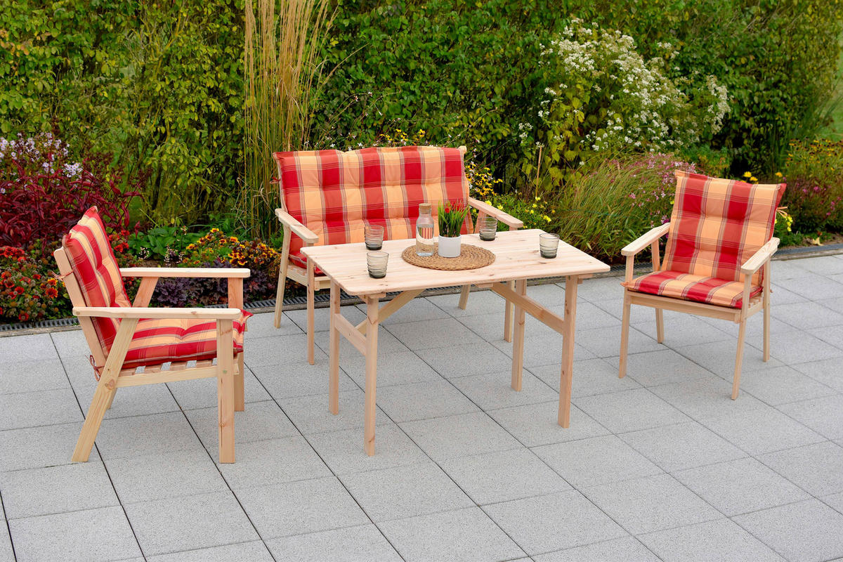 GARTENSET Kiefer massiv  - Rot/Naturfarben, MODERN, Holz/Kunststoff - Gardenson