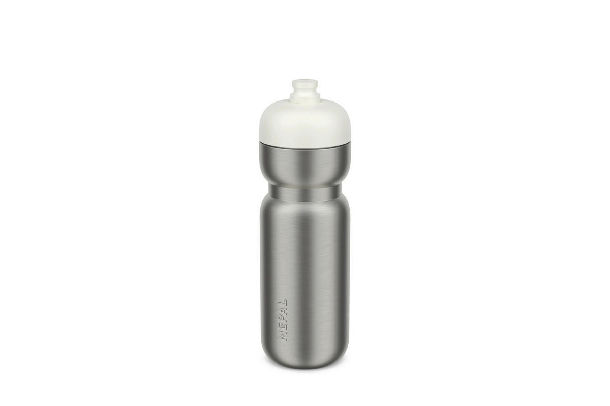 UNIVERSALFLASCHE Pull Sport  - Edelstahlfarben/Weiß, KONVENTIONELL, Kunststoff/Metall (7,5cm) - Mepal