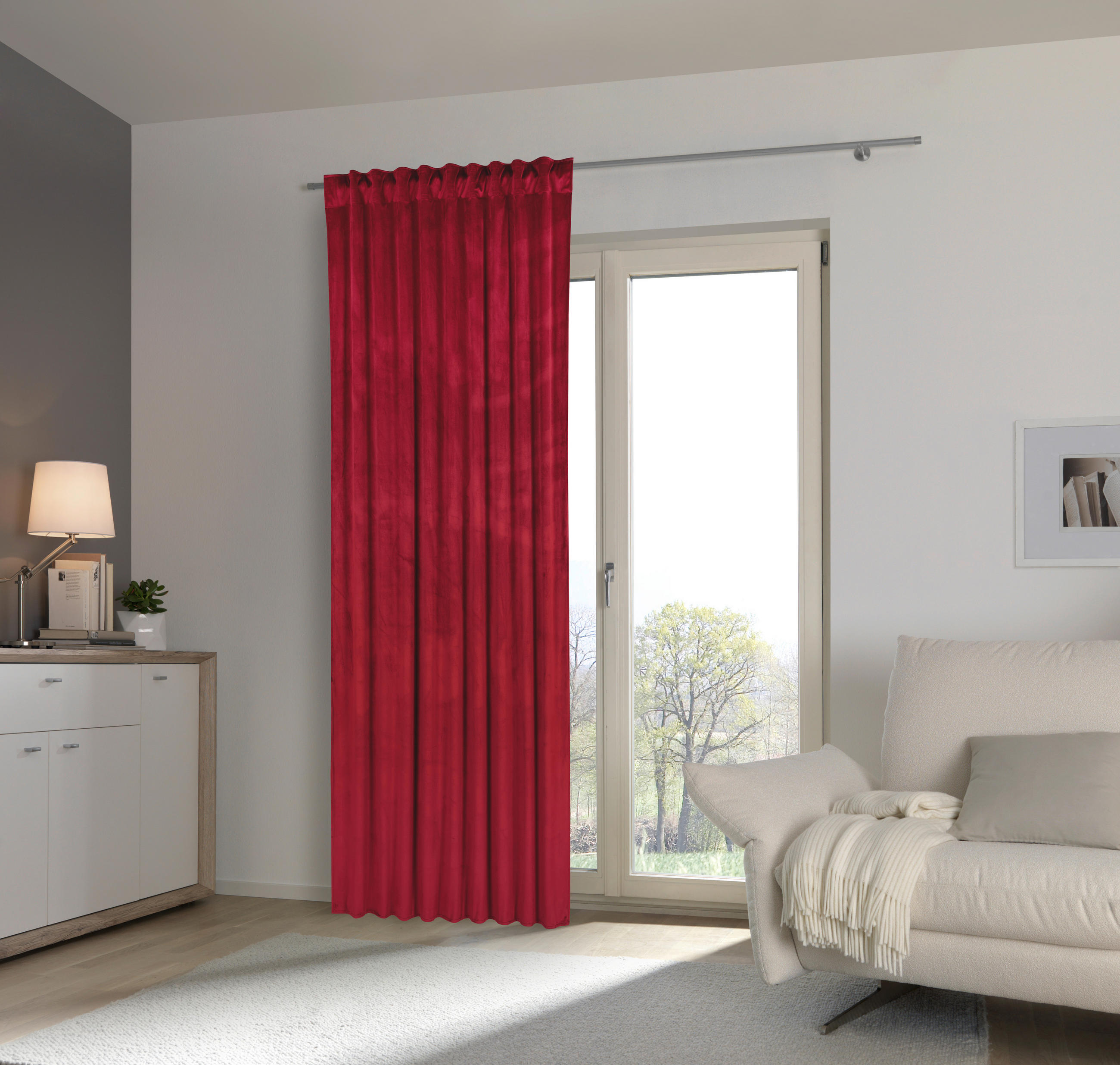 HOTOVÝ ZÁVES, nepriehľadné, 135/245 cm - tmavočervená, Basics, textil (135/245cm) - Esposa