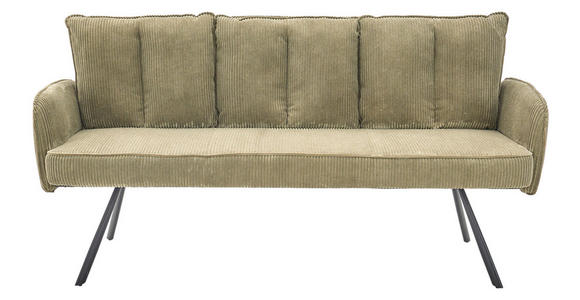 SITZBANK 180/93/67 cm Cord Olivgrün  - Schwarz/Olivgrün, Design, Textil/Metall (180/93/67cm) - Novel