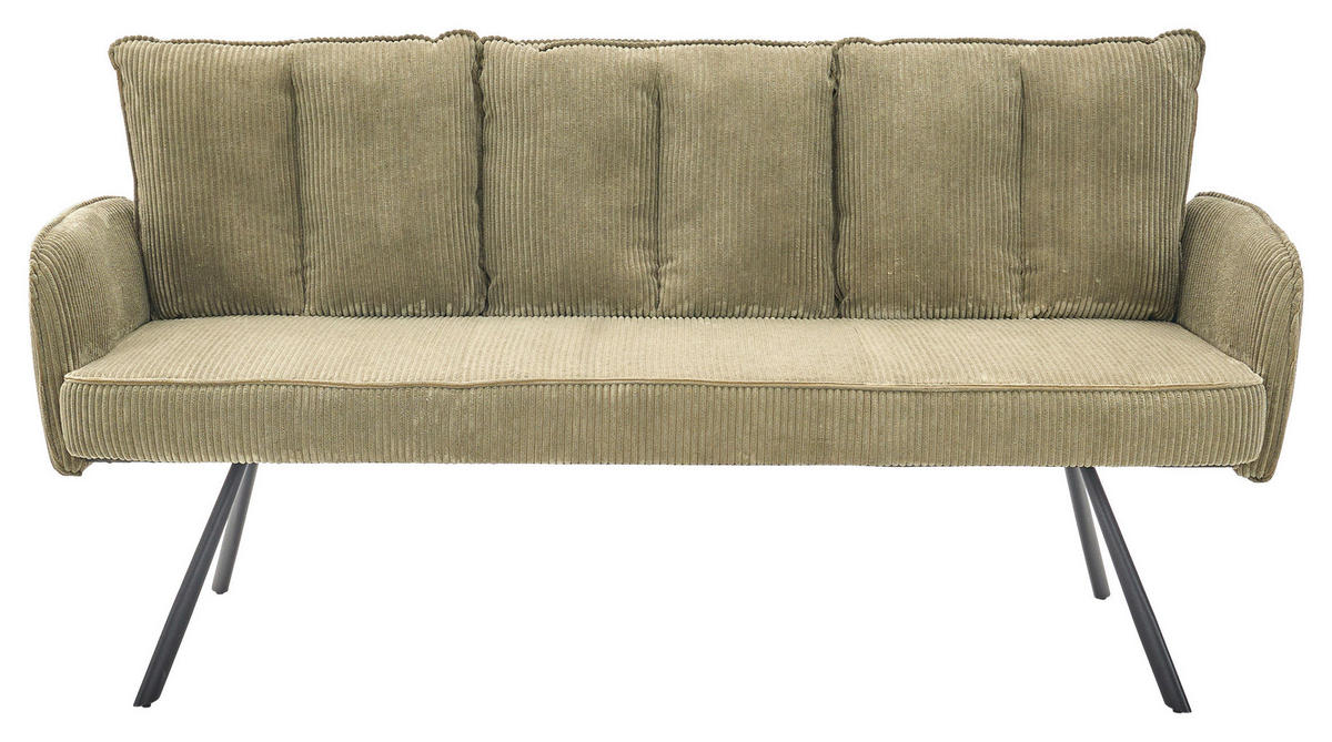 SITZBANK 180/93/67 cm Cord Olivgrün  - Schwarz/Olivgrün, Design, Textil/Metall (180/93/67cm) - Novel