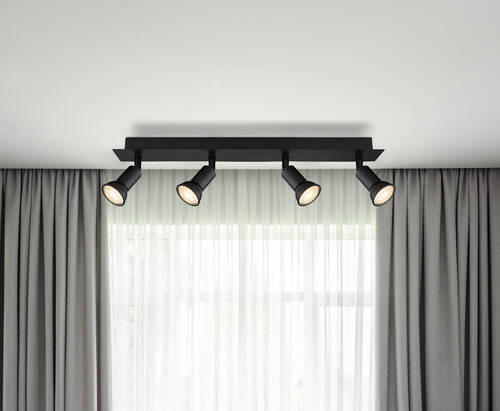 BODOVÉ SVÍTIDLO, 35 W/GU10, 50/6/9 cm - černá, Design, kov (50/6/9cm) - Globo