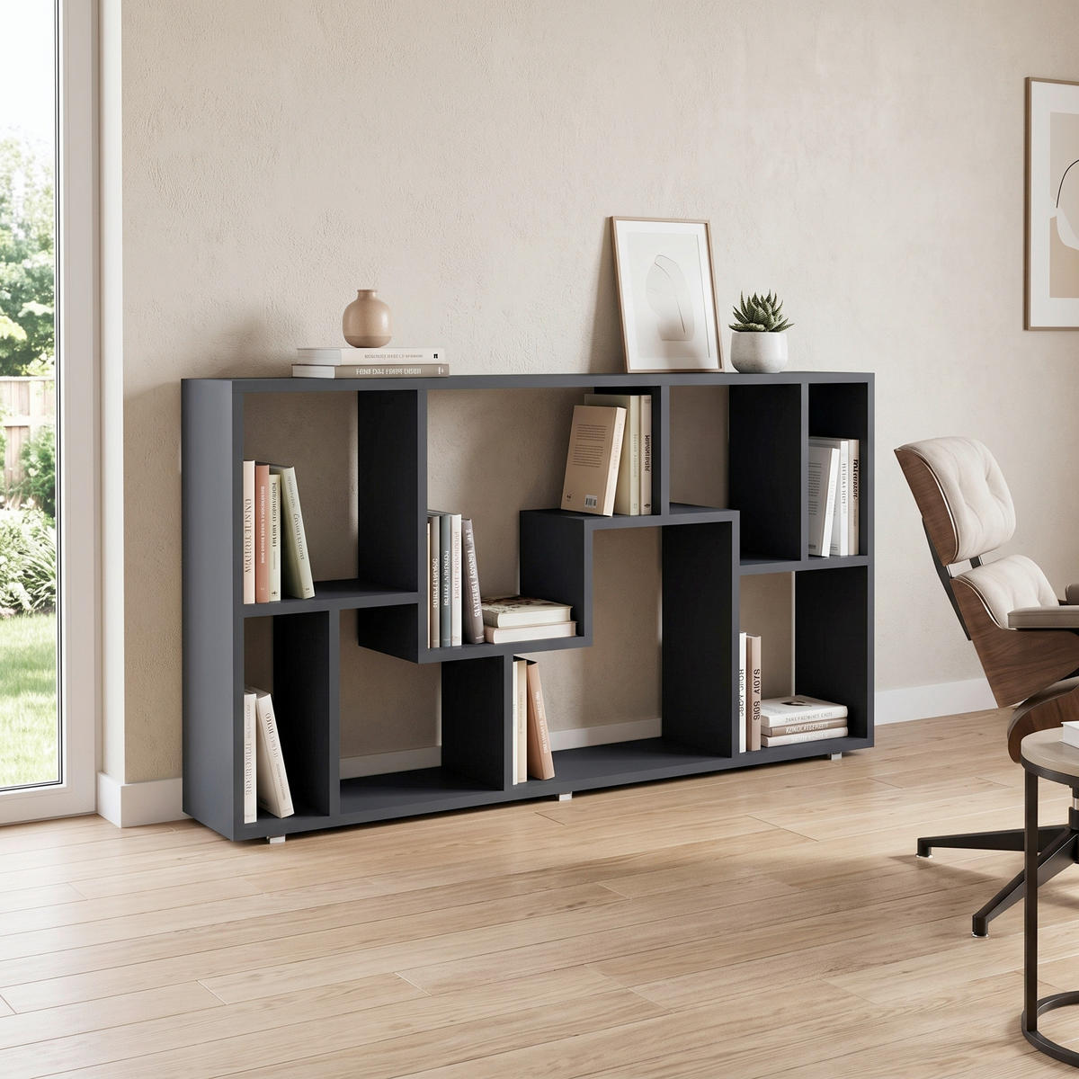 HYLLA i 116/58/20 cm antracit  - silver/antracit, Design, trämaterial/plast (116/58/20cm) - MID.YOU