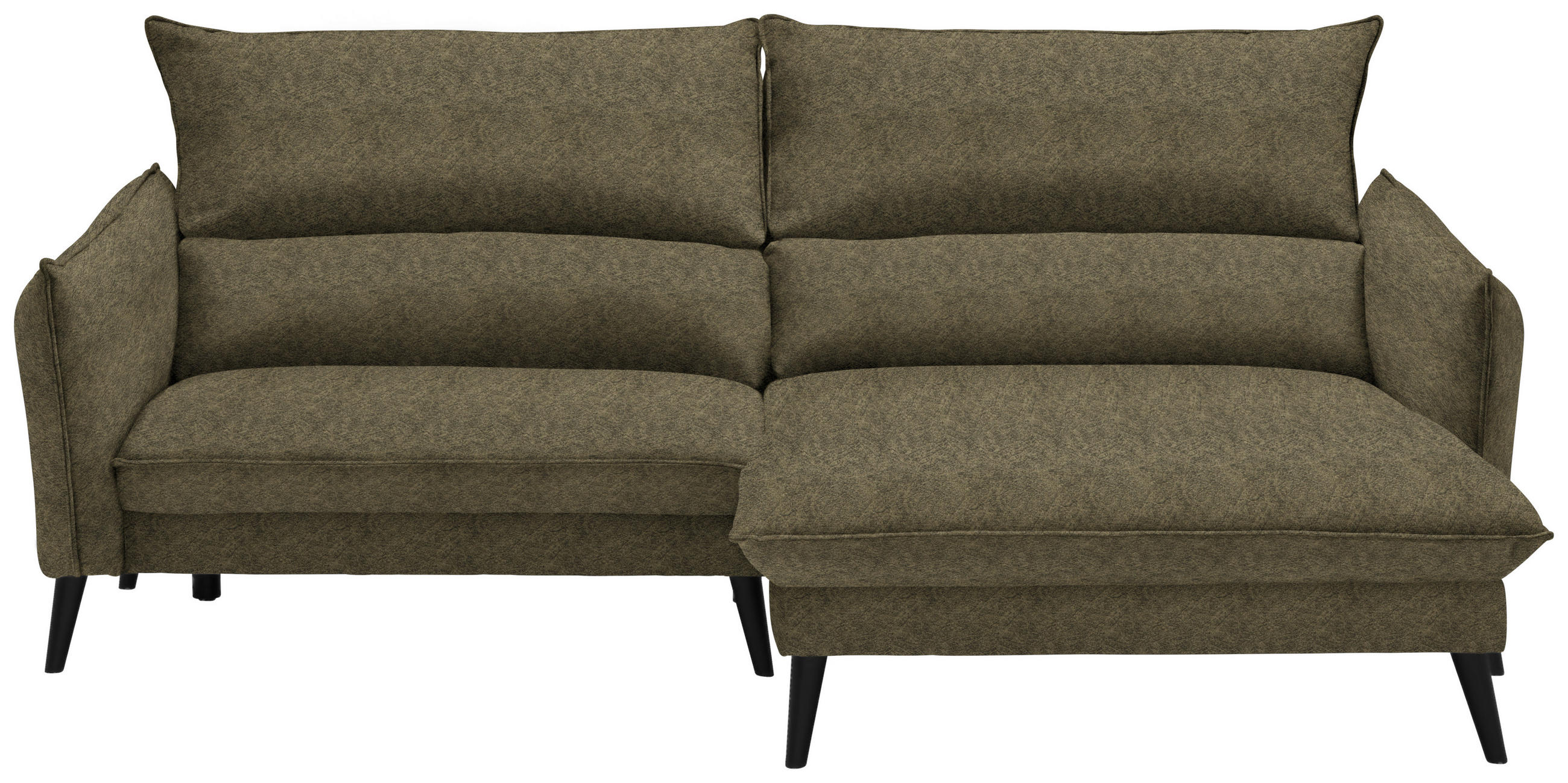 ECKSOFA Olivgrün Velours  - Schwarz/Olivgrün, Design, Holz/Textil (238/170cm) - Carryhome