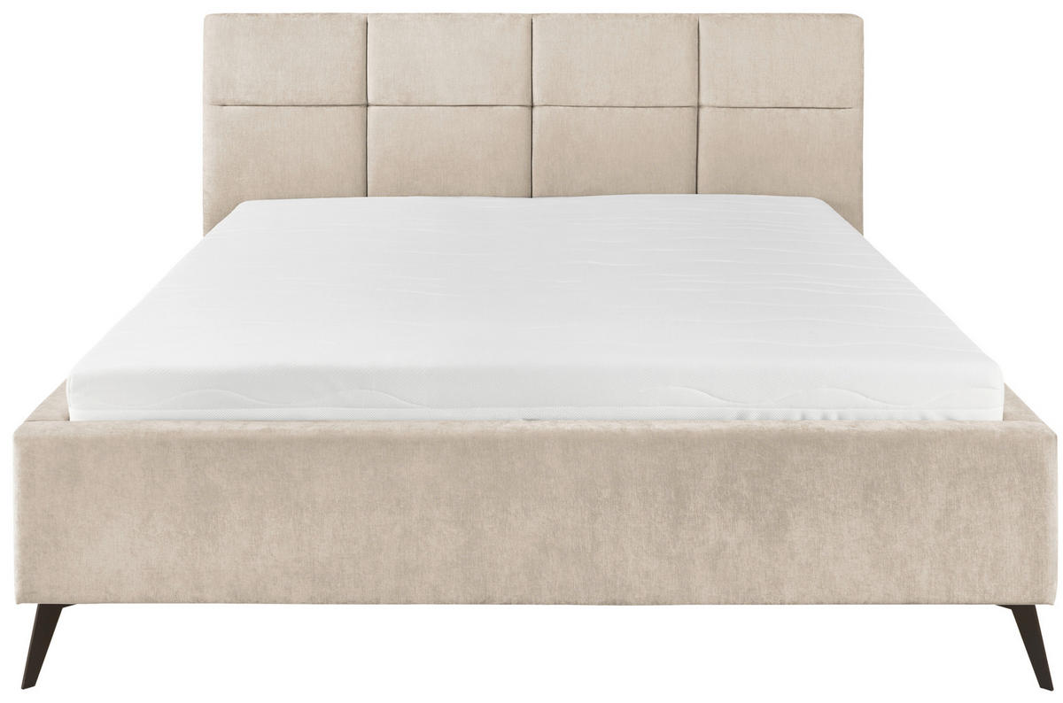 POLSTERBETT 140/200 cm,  in Beige,  - Beige/Schwarz, KONVENTIONELL, Textil/Metall (140/200cm) - SetOne by Musterring