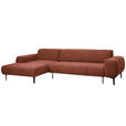 ECKSOFA in Chenille Cognac  167/311 cm  - Cognac/Schwarz, Design, Textil/Metall (167/311cm) - Xora