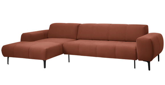 ECKSOFA in Chenille Cognac  167/311 cm  - Cognac/Schwarz, Design, Textil/Metall (167/311cm) - Xora