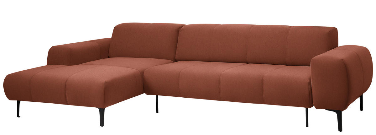 ECKSOFA in Chenille Cognac  167/311 cm  - Cognac/Schwarz, Design, Textil/Metall (167/311cm) - Xora