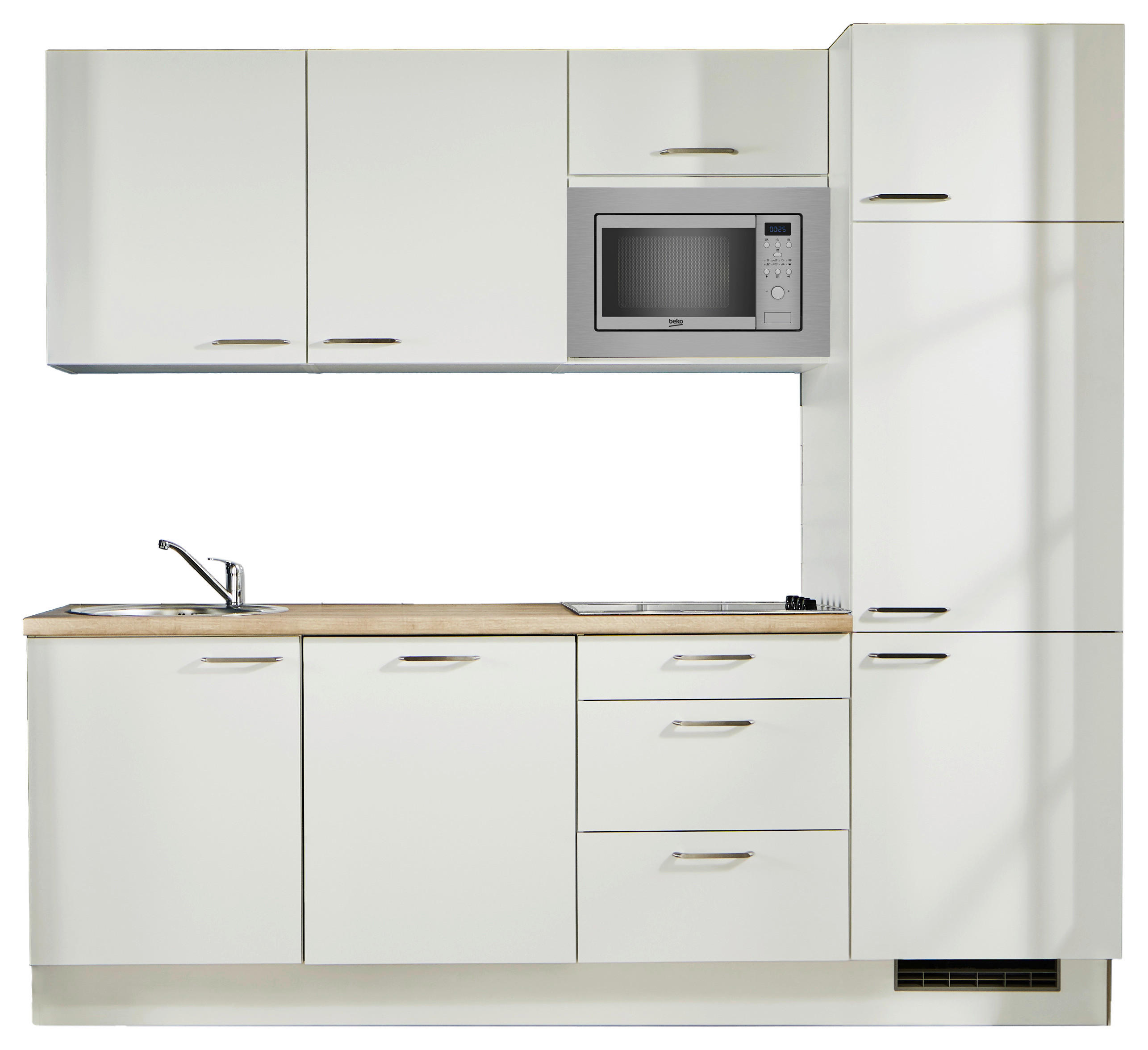 KÜCHENLEERBLOCK 240 cm   in Weiß, Eichefarben  - Edelstahlfarben/Eichefarben, Design, Holzwerkstoff/Metall (240cm) - Pino