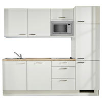 KÜCHENLEERBLOCK 240 cm   in Weiß, Eichefarben  - Edelstahlfarben/Eichefarben, Design, Holzwerkstoff/Metall (240cm) - Pino