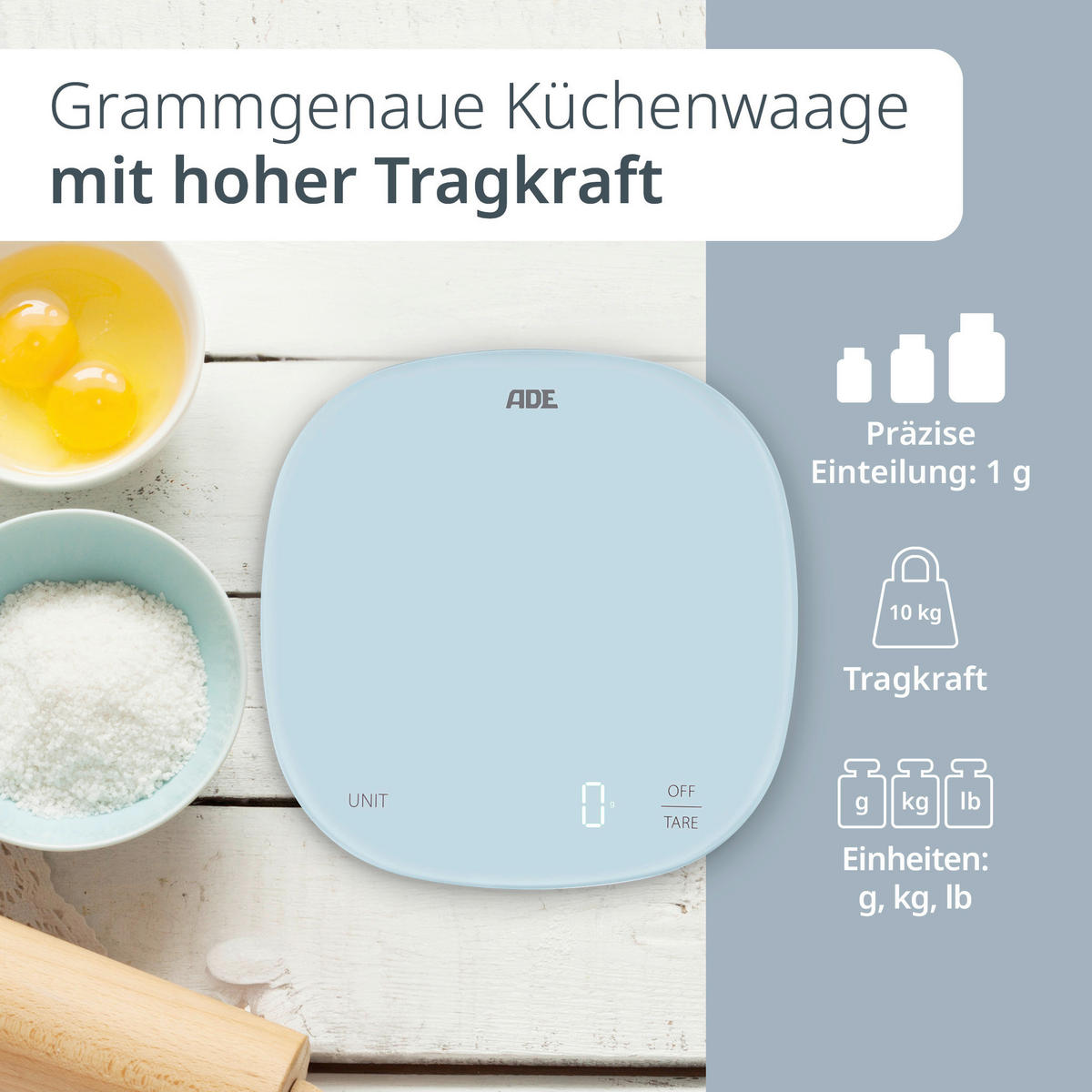 ELEKTRISCHE KÜCHENWAAGE - Flieder, Basics, Kunststoff (18/18/1,9cm) - ADE