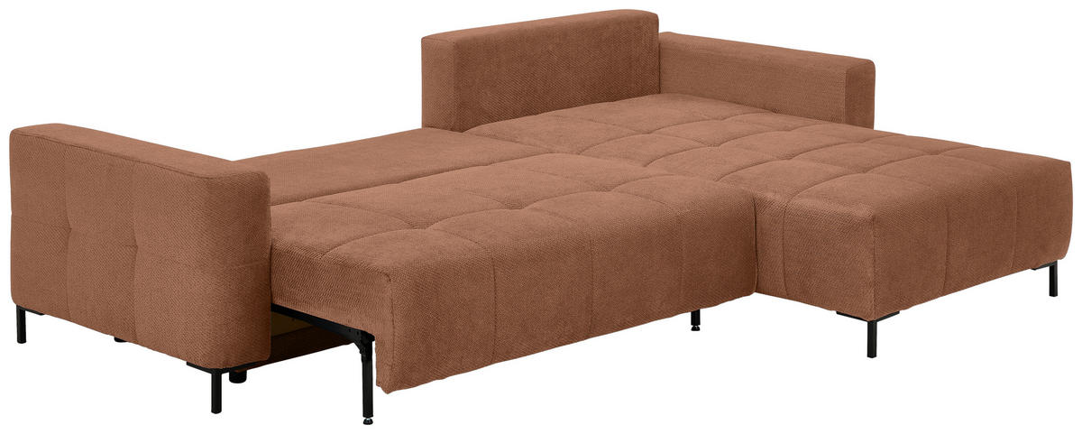 ECKSOFA Dunkelorange Webstoff  - Dunkelorange/Schwarz, KONVENTIONELL, Textil/Metall (292/192cm) - Carryhome