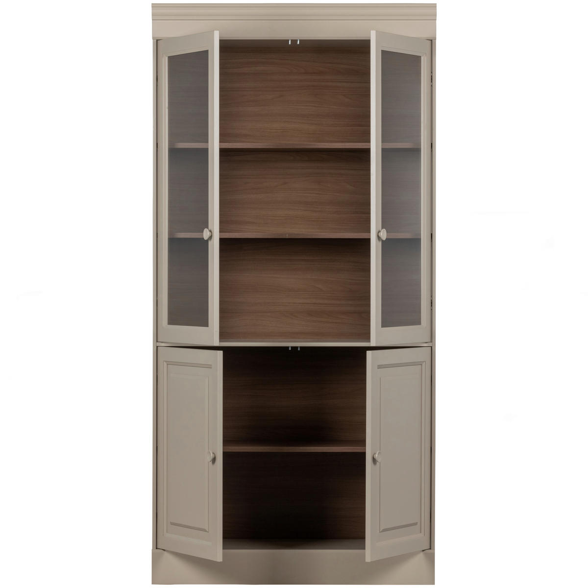 VITRINE  in massiv Kiefer Grau  - Grau, Design, Holz (105/215/40cm) - Livetastic