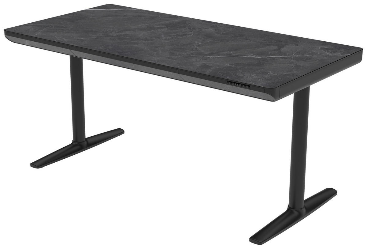 SCHREIBTISCH 160/80/73/118 cm  in Schwarz, Dunkelgrau  - Dunkelgrau/Schwarz, Design, Holzwerkstoff/Kunststoff (160/80/73/118cm) - Novel