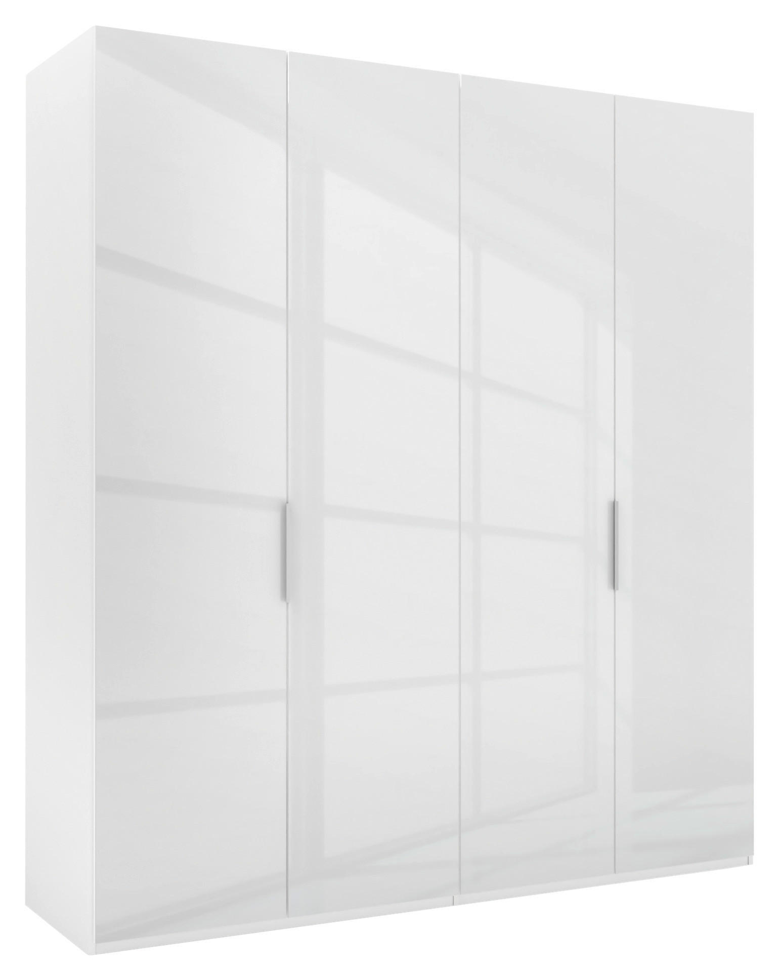 DREHTÜRENSCHRANK 200/223/62 cm 4-türig Weiß  - Alufarben/Weiß, KONVENTIONELL, Glas/Holzwerkstoff (200/223/62cm) - Novel