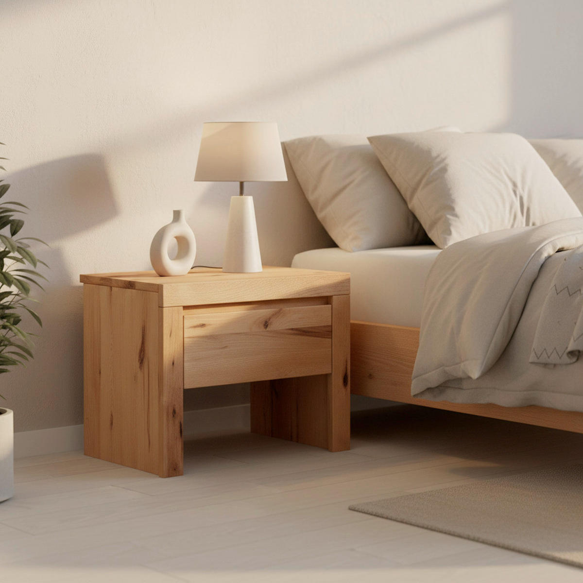 NACHTSCHRANK 50/40/37 cm, Buchefarben, teilmassiv  - Buchefarben, MODERN, Holz (50/40/37cm) - MID.YOU