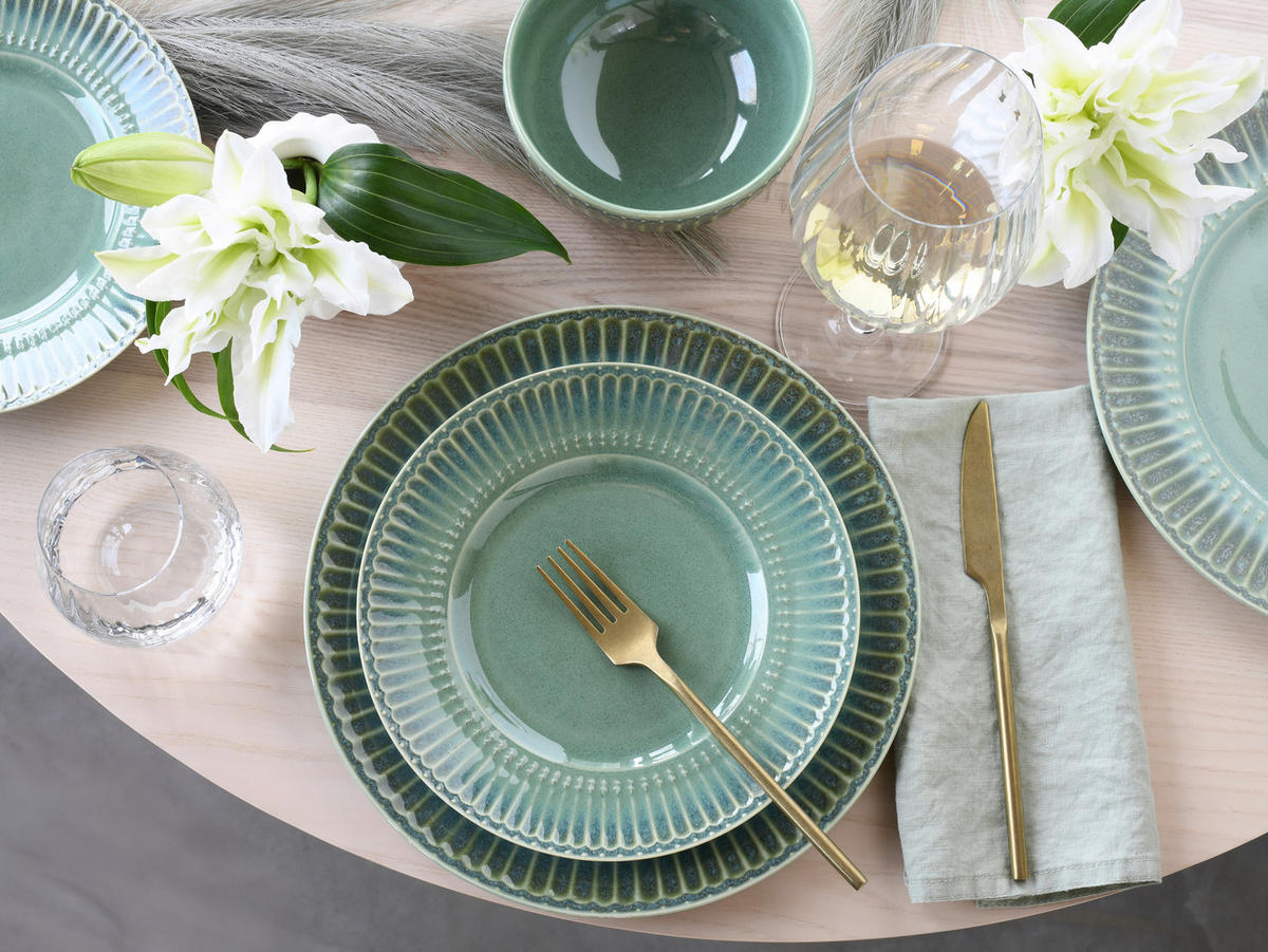 TAFELSERVICE Salbeigrün Celadon Grün 12-teilig  - Salbeigrün, Basics, Keramik - Creatable
