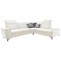 ECKSOFA in Echtleder Weiss  - Weiss/Alufarben, Design, Leder/Metall (242/292cm) - Cantus
