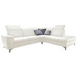 ECKSOFA in Echtleder Weiß  - Alufarben/Weiß, Design, Leder/Metall (242/289cm) - Cantus