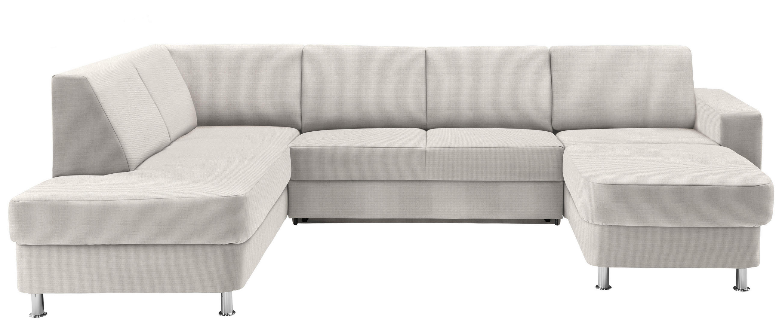 WOHNLANDSCHAFT in Chenille Creme, Weiß  - Chromfarben/Creme, Design, Kunststoff/Textil (198/301/165cm) - Xora