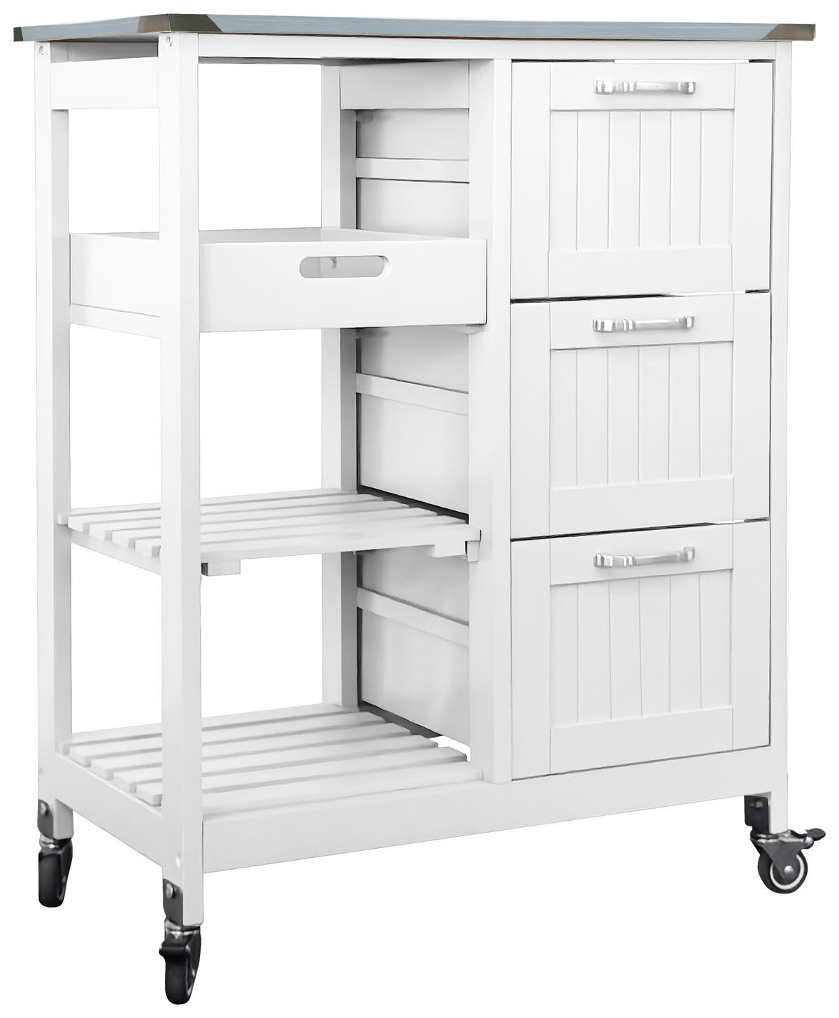 SERVIERWAGEN , Weiss  - Weiss/Silberfarben, Basics, Holzwerkstoff/Kunststoff (67/84/37cm) - MID.YOU