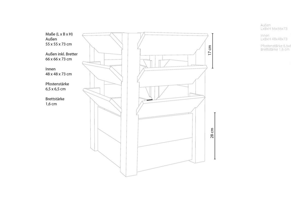 VYVÝŠENÝ ZÁHON   - farba smrekovca, Basics, drevo (65/73/65cm)