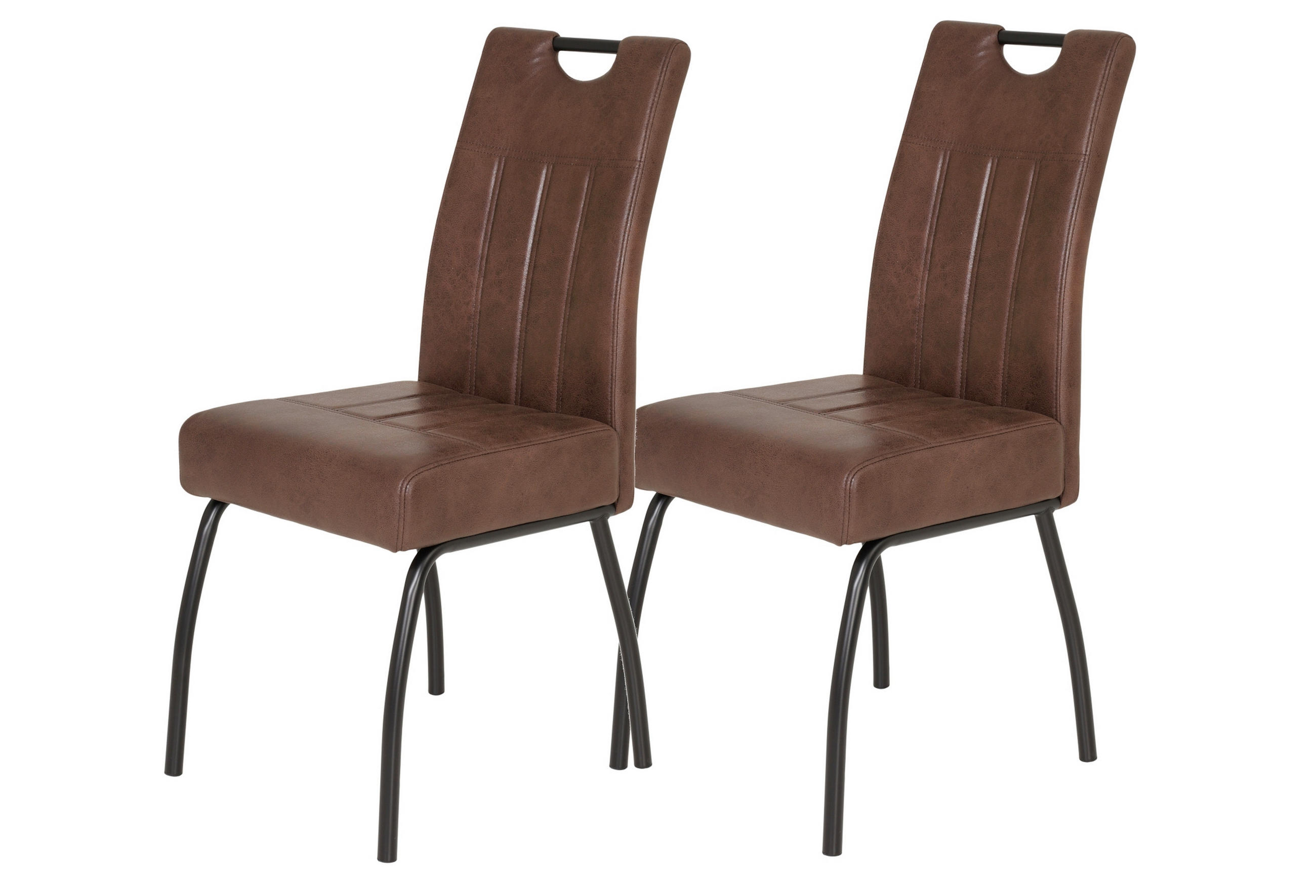STUHL-SET 2 Stück  in Stahl Mikrofaser  - Braun, MODERN, Textil/Metall (43/99/60cm) - MID.YOU