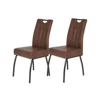 STUHL-SET 2 Stück  in Stahl Mikrofaser Metall, Textil  - Braun, MODERN, Textil/Metall (43/99/60cm) - MID.YOU