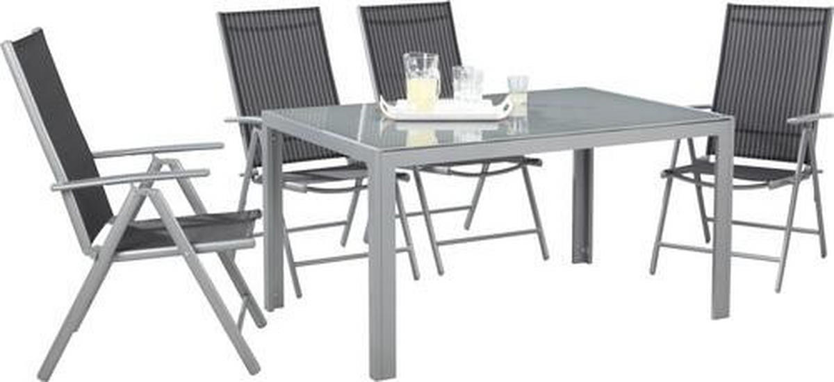 VRTNA SKLOPIVA STOLICA  crna, srebrne boje, bijela  metal, tekstil      - bijela/srebrne boje, Basics, metal/tekstil (56/106/64cm) - Ambia Garden