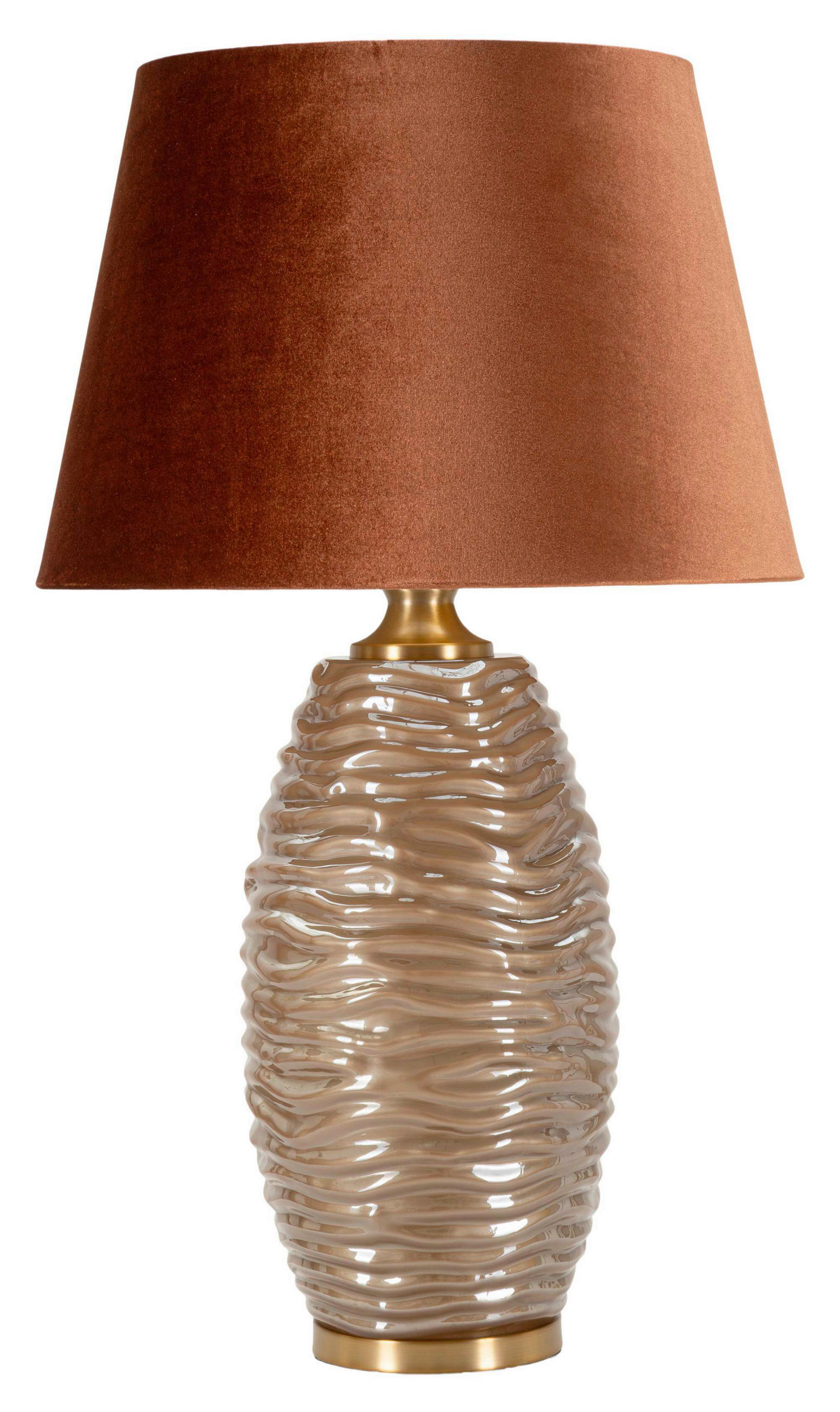 TISCHLEUCHTE   - Goldfarben/Braun, Basics, Glas/Textil (45.5/79/45.5cm)