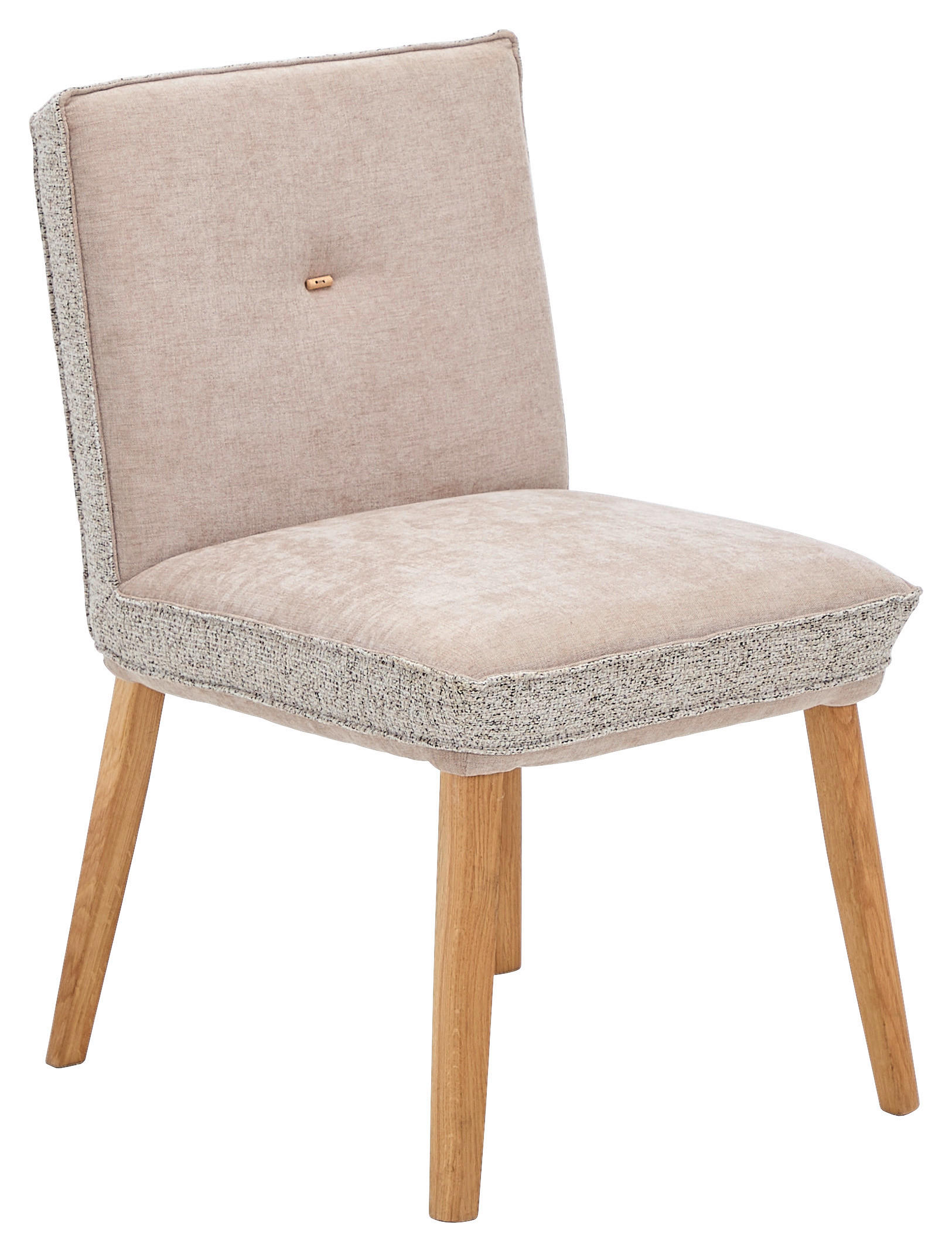 STUHL Webstoff, Mikrofaser Taupe, Hellbraun Eiche vollmassiv  - Taupe/Hellbraun, Design, Holz/Textil (49/86/67cm) - Linea Natura