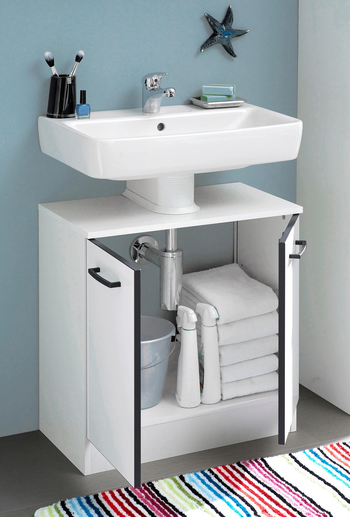 HOCHSCHRANK 30/195,5/33 cm  - Weiss/Anthrazit, Konventionell, Glas/Holzwerkstoff (30/195,5/33cm) - Xora