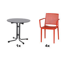 GARTENGARNITUR 5-teilig Stahl  - Anthrazit/Rot, Basics, Kunststoff/Metall (57/80/56cm) - Siena Garden