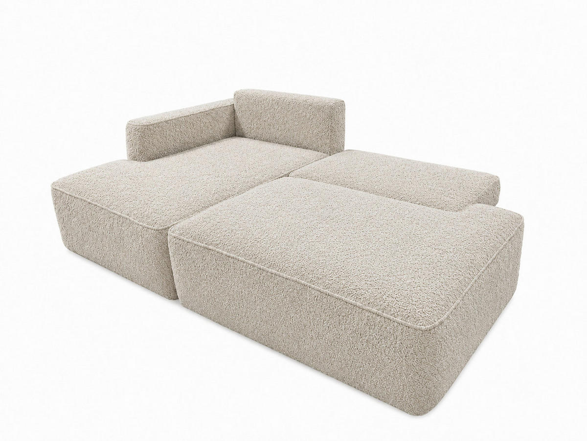 ECKSOFA FREDO Beige Bouclé  - Beige/Schwarz, Design, Kunststoff/Textil (150/233cm) - MID.YOU
