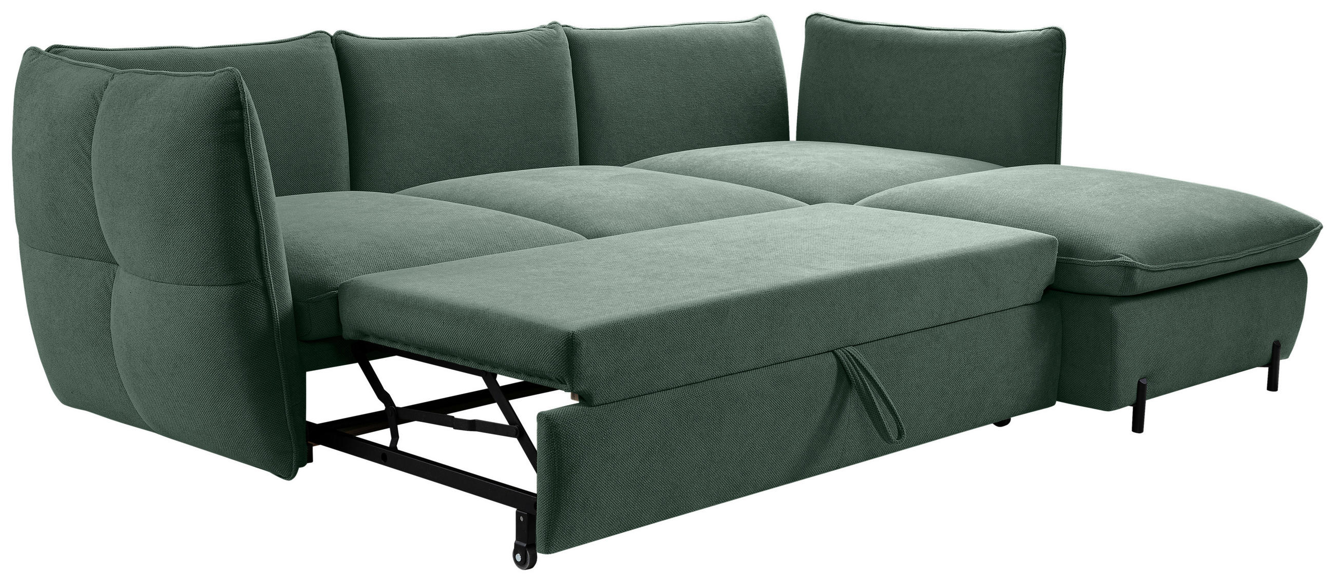 ECKSOFA Grün  - Schwarz/Grün, MODERN, Textil/Metall (262/178cm) - MID.YOU