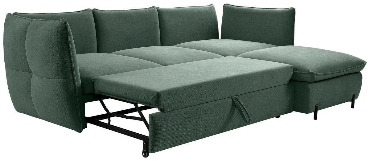 ECKSOFA in Grün  - Schwarz/Grün, Modern, Textil/Metall (262/178cm) - MID.YOU