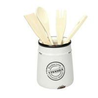 STOJALO ZA PRIPOMOČKE  DOLCE CASA URBAN CHIC      12/22 cm             - črna/bela, Basics, keramika (12/22cm) - Tognana