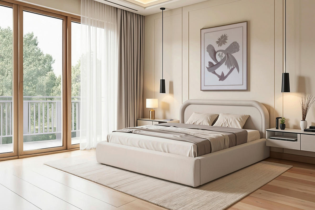 POLSTERBETT Bettkasten, Lattenrost Beige 140/200 cm  - Eichefarben/Beige, MODERN, Holz/Textil (140/200cm) - Livetastic