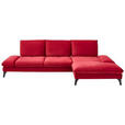 ECKSOFA Rot  - Rot/Schwarz, Design, Textil/Metall (338/176cm) - Voleo