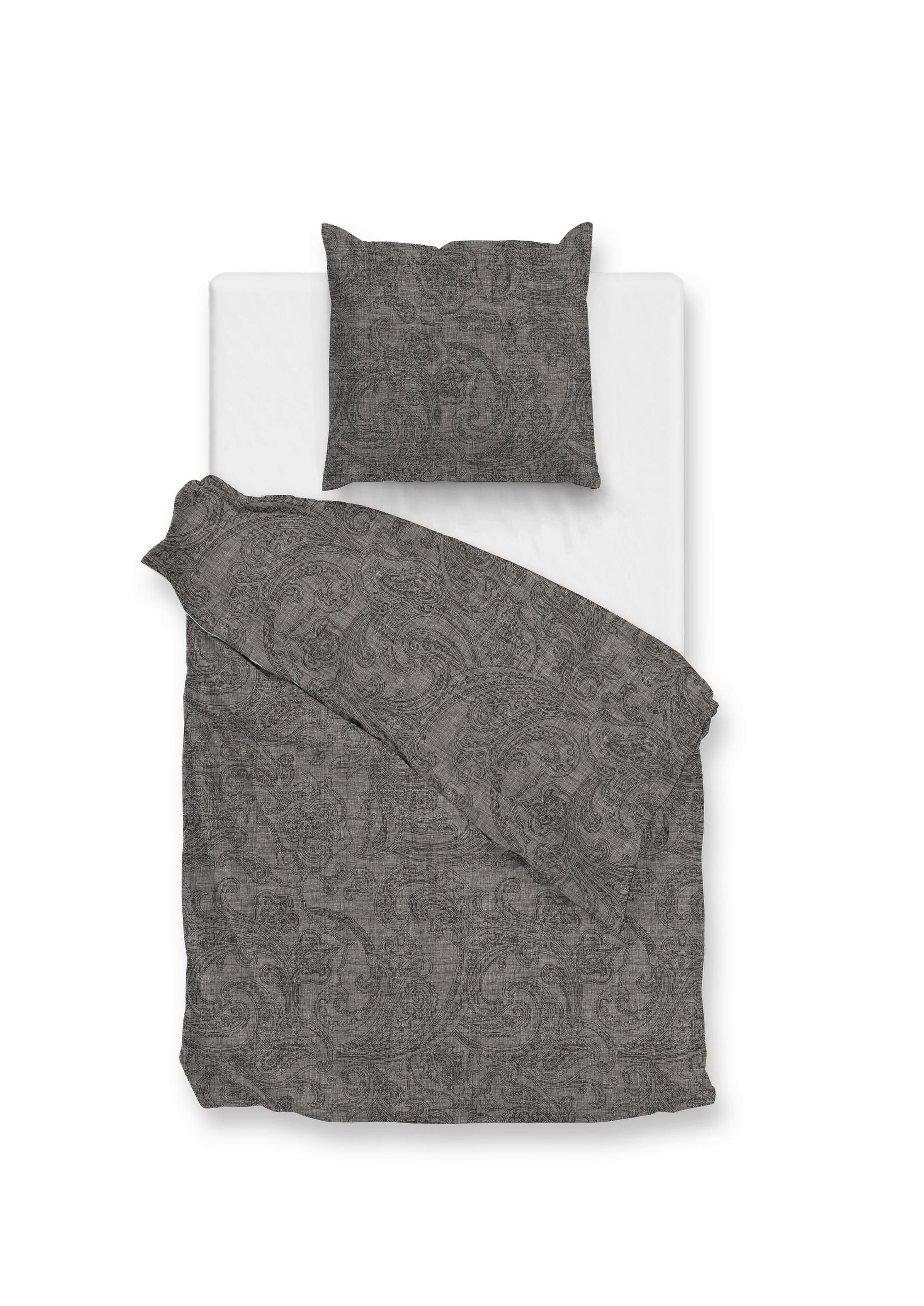 BETTWÄSCHE 2-teilig Paisley-di-Lino Renforcé 135/200 cm  - Dunkelgrau, Basics, Textil (135/200cm)