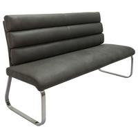 SITZBANK Metall, Textil Grau, Edelstahlfarben  - Edelstahlfarben/Grau, Design, Textil/Metall (180/94,5/70cm) - Novel