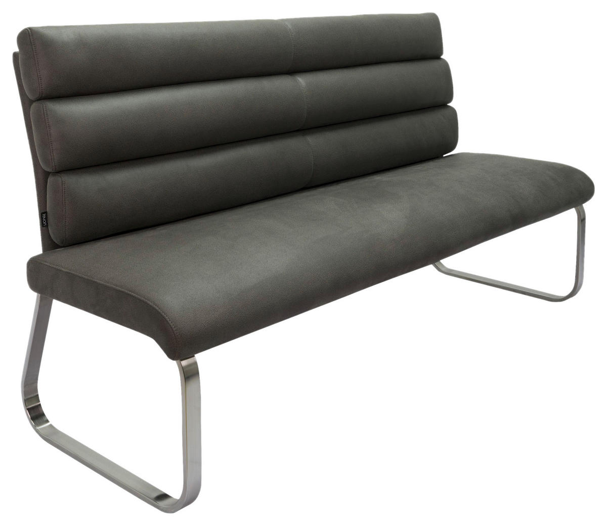 SITZBANK Metall, Textil Grau, Edelstahlfarben  - Edelstahlfarben/Grau, Design, Textil/Metall (180/94,5/70cm) - Novel