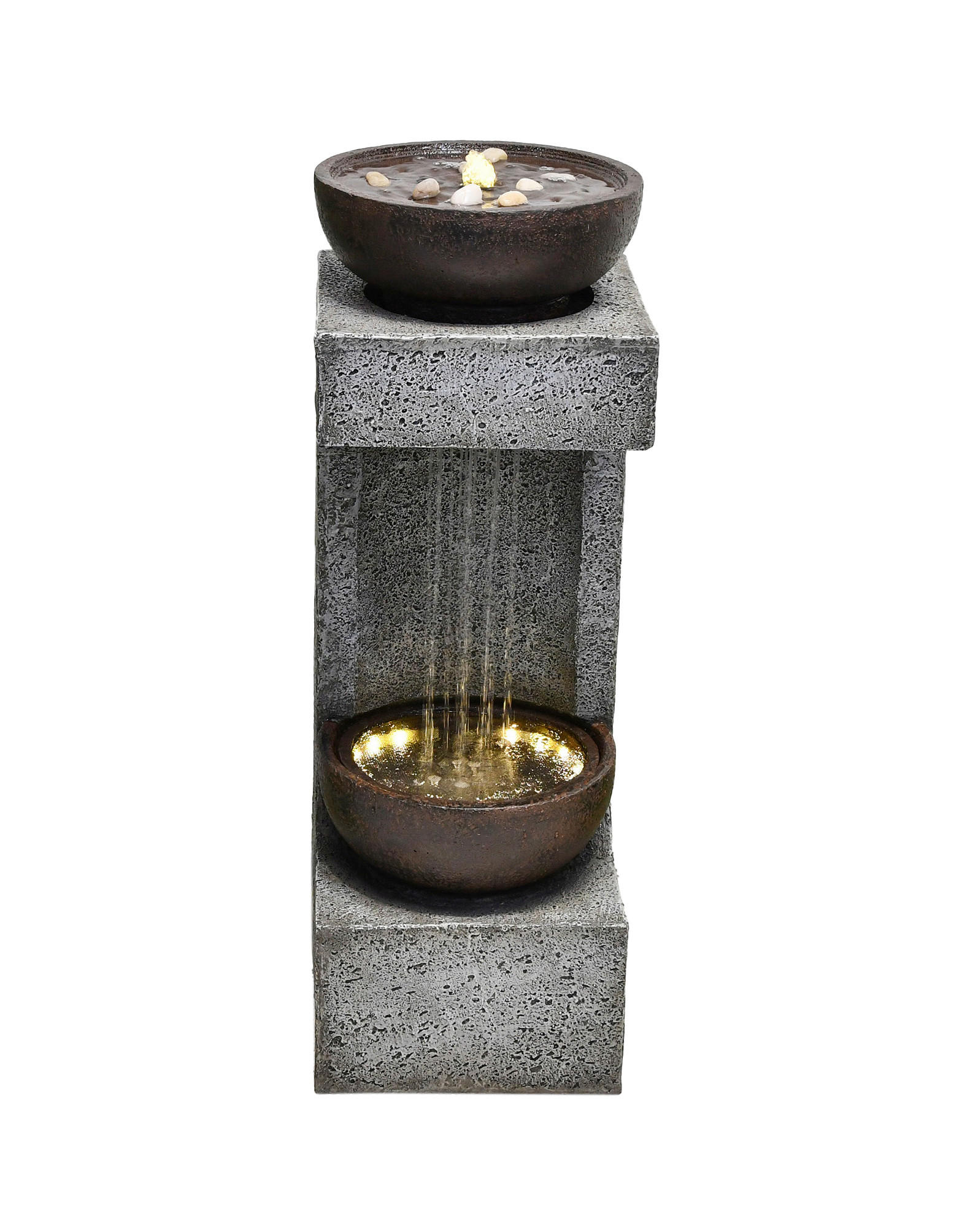 GARTENBRUNNEN - Schwarz/Grau, Basics, Glas/Kunststoff (30/86/29,5cm) - Gardenson